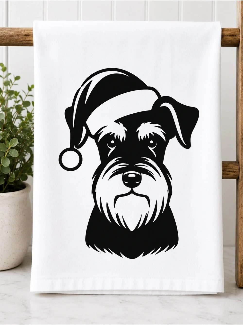 Black & White Schnauzer Pet Towel - Dog Design
